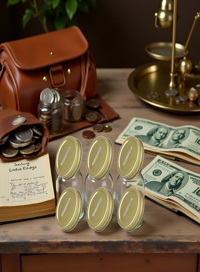 Czhotg 6 Pcs Gold Piggy Bank Replacement Lids - 2.7 Inch Coin Slot Covers for Mason Jars, Regular Mouth Savings Jars and DIY Craft Piggy Banks - Image 3